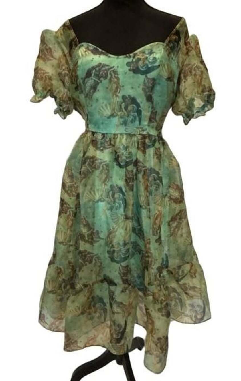 Thorn & Fable The Birth Of Venus Mesh Puff Sleeve Dress